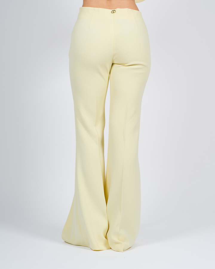 Pantaloni flare in crêpe fluido beige 