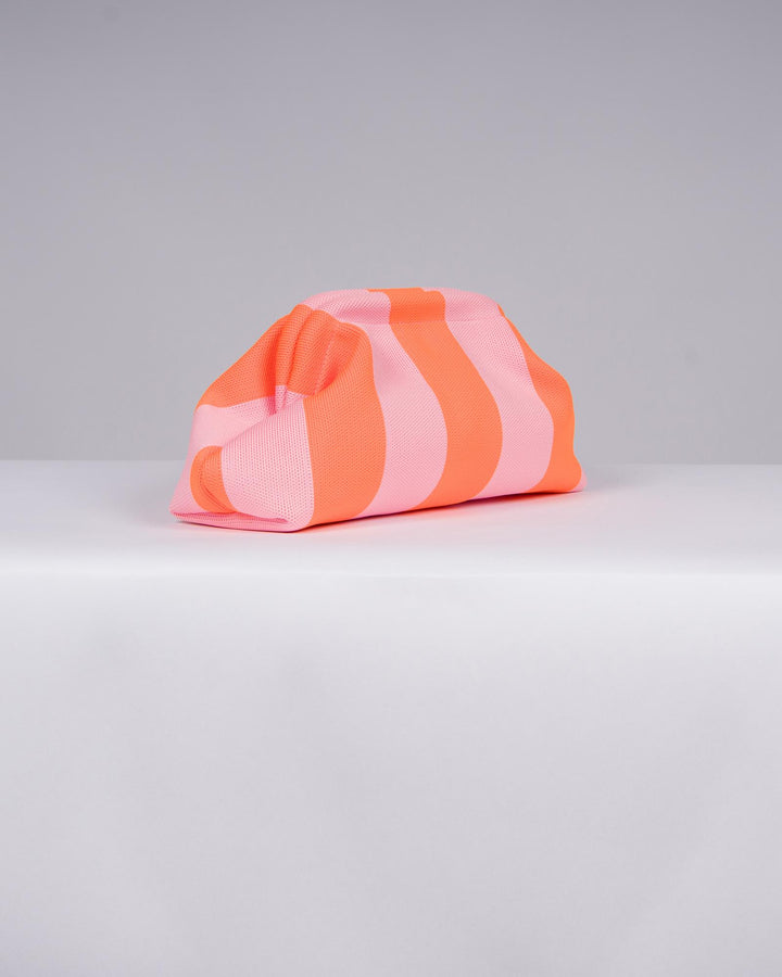 Borsa in Stoffa Rigata Rosa e Arancio. 