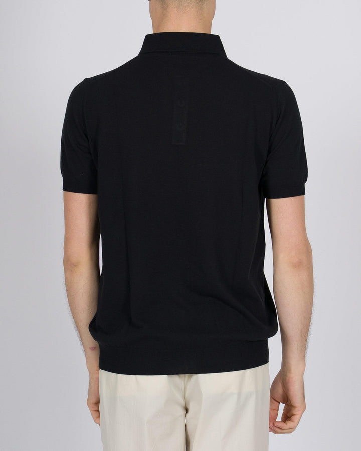 Polo tre bottoni crepe dio cotone nero 