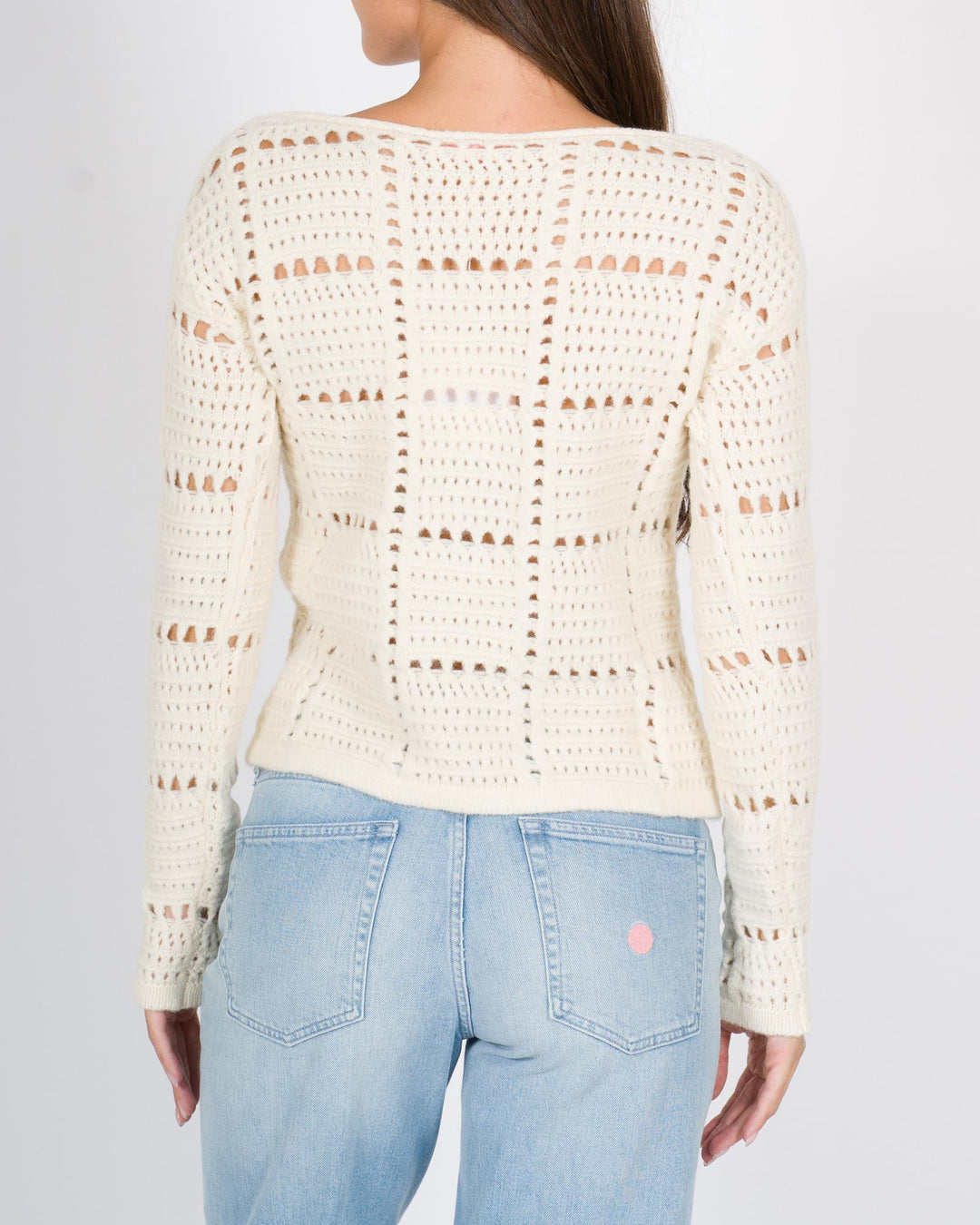 Maglia cropped traforata panna 