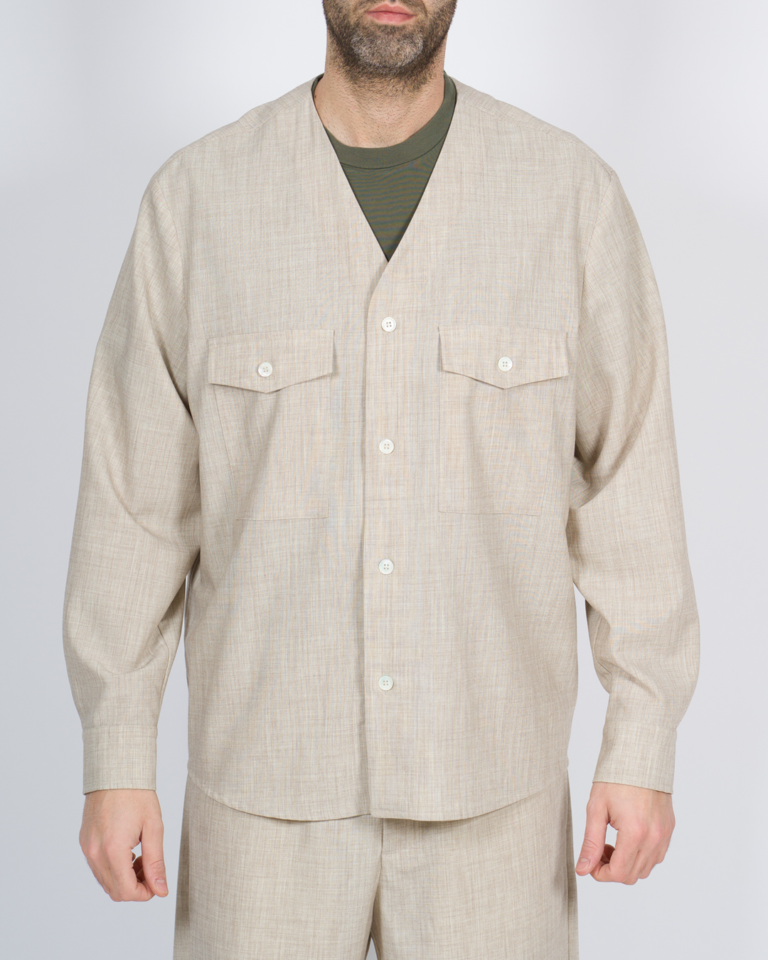 Overshirt tasconi fiammata beige 