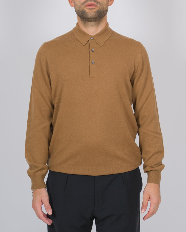 Polo tre bottoni cashmere cammello 