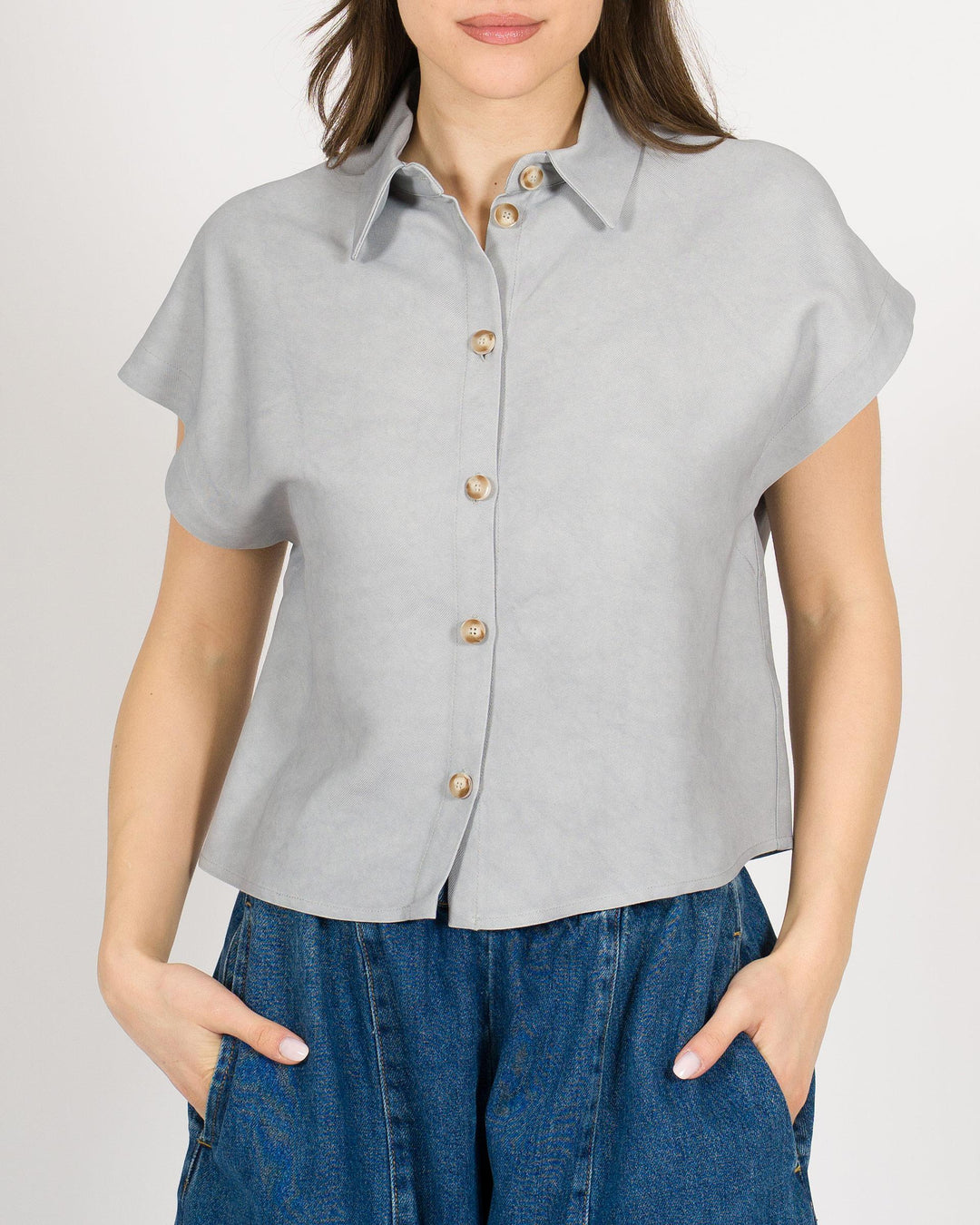 Camicia ALYSI  Viscosa Effetto Delavato azzurra 
