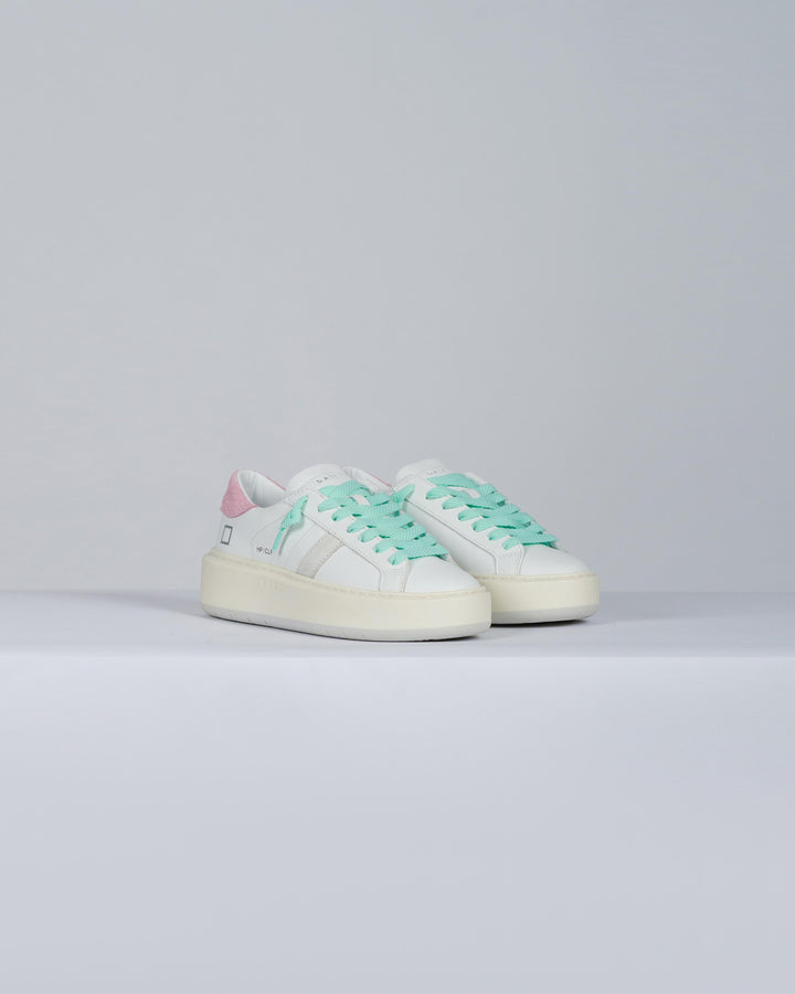 HILL LOW PLATFORM CALF WHITE-PINK<BR/> 