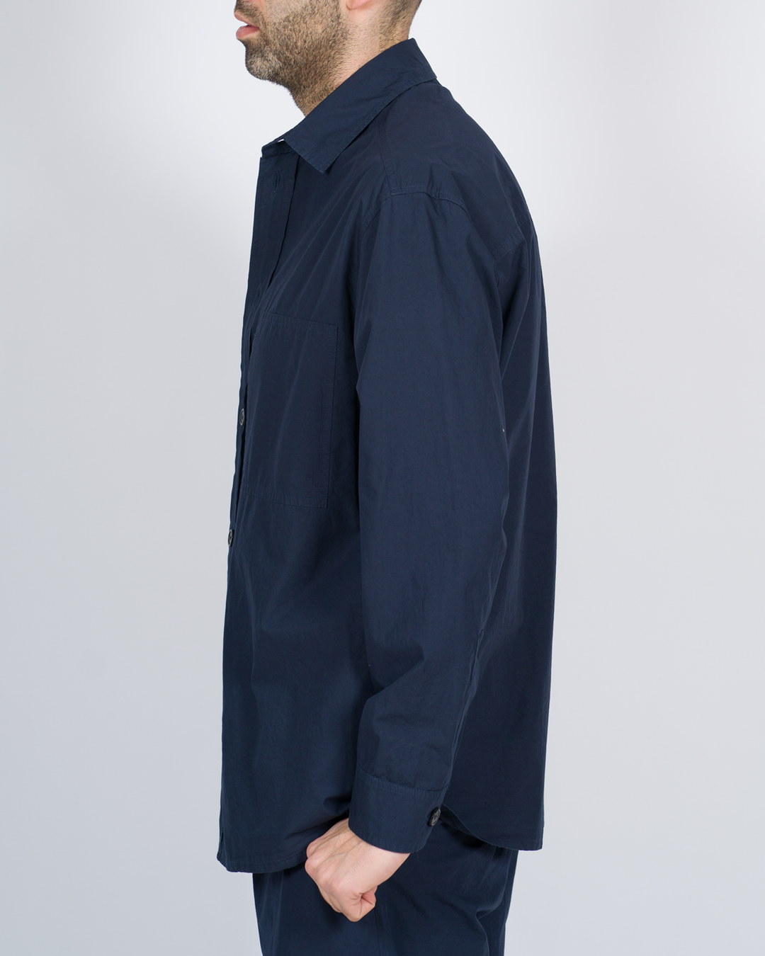 Giacca camicia cotone blu 