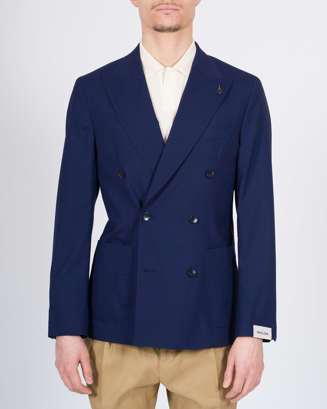 Giacca doppio petto in lana blu 