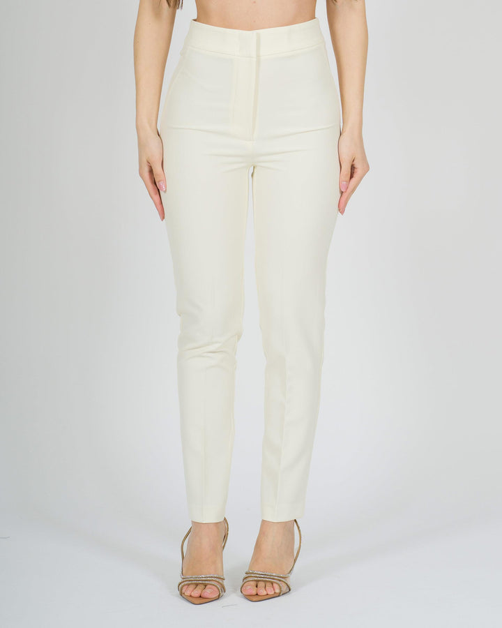 Pantalone ventre piatto a stiletto panna 