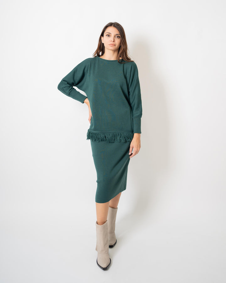Maglia raglan frange Verde 