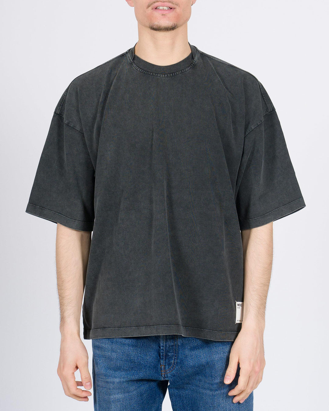 T-shirt over in cotone grigio marmorizzato 