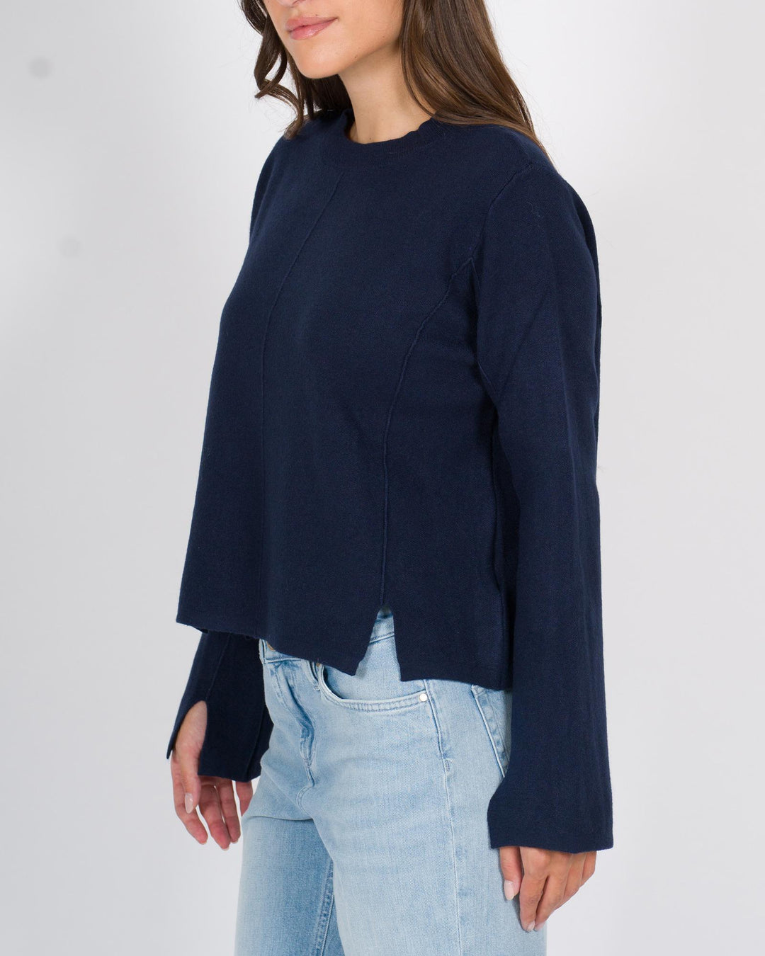 Maglia tagli polsi blu 