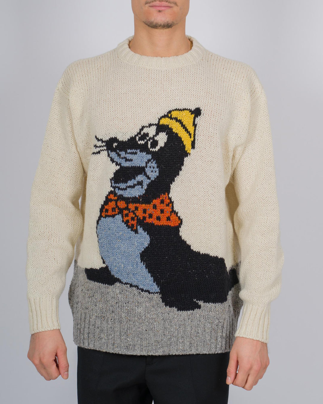 Maglione intarsio foca  panna 