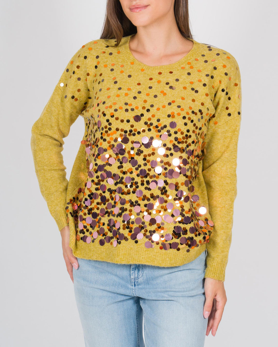 Girocollo Paillettes senape 
