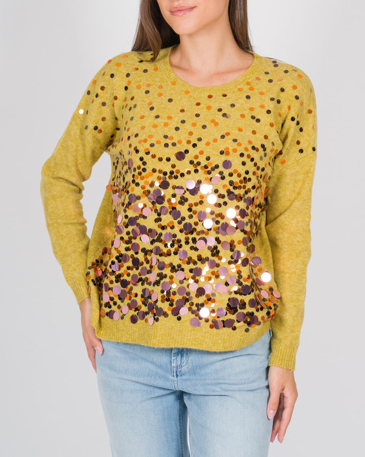 Girocollo Paillettes senape 