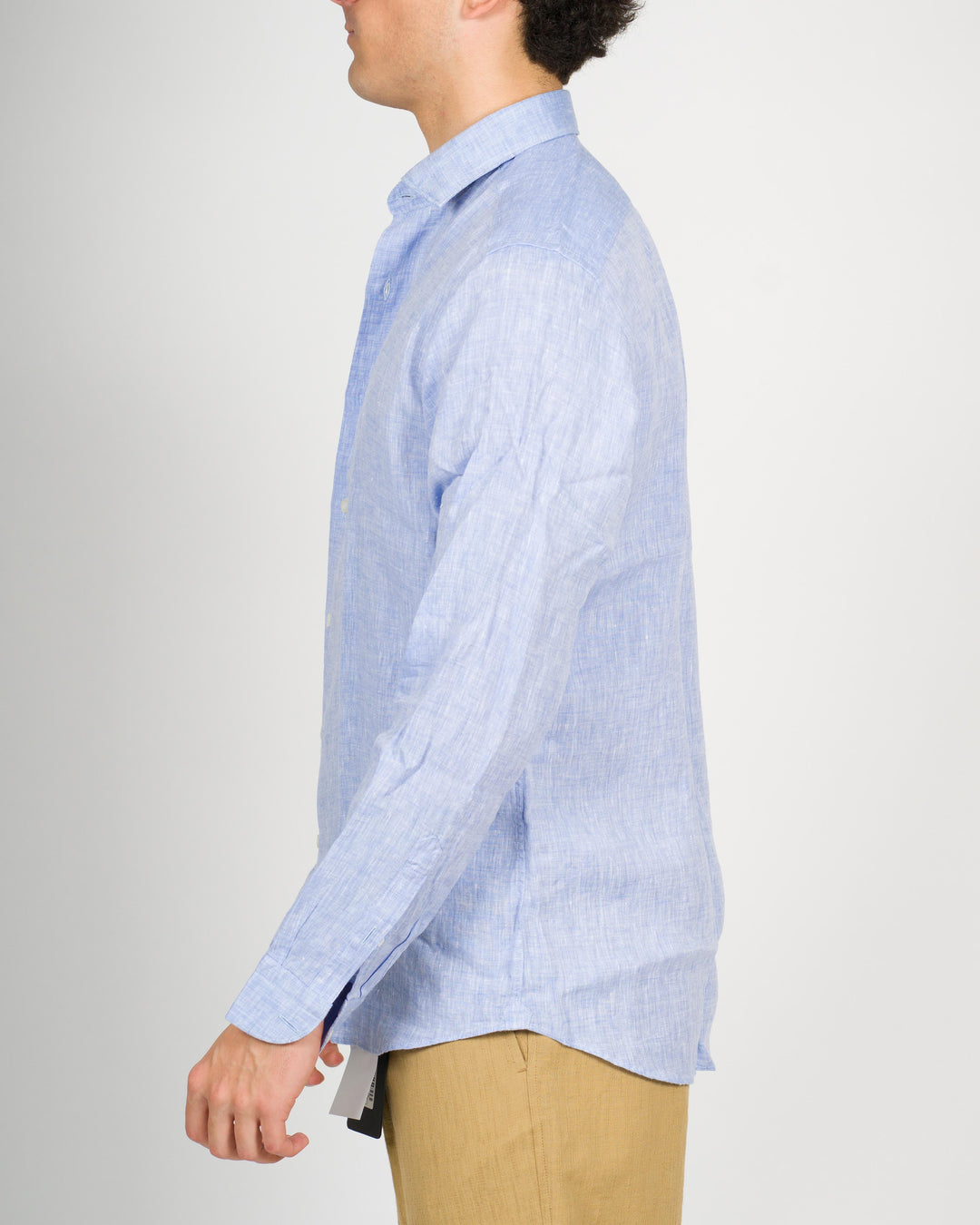 CAMICIA LINO GRAFFIATO AZZURRO 