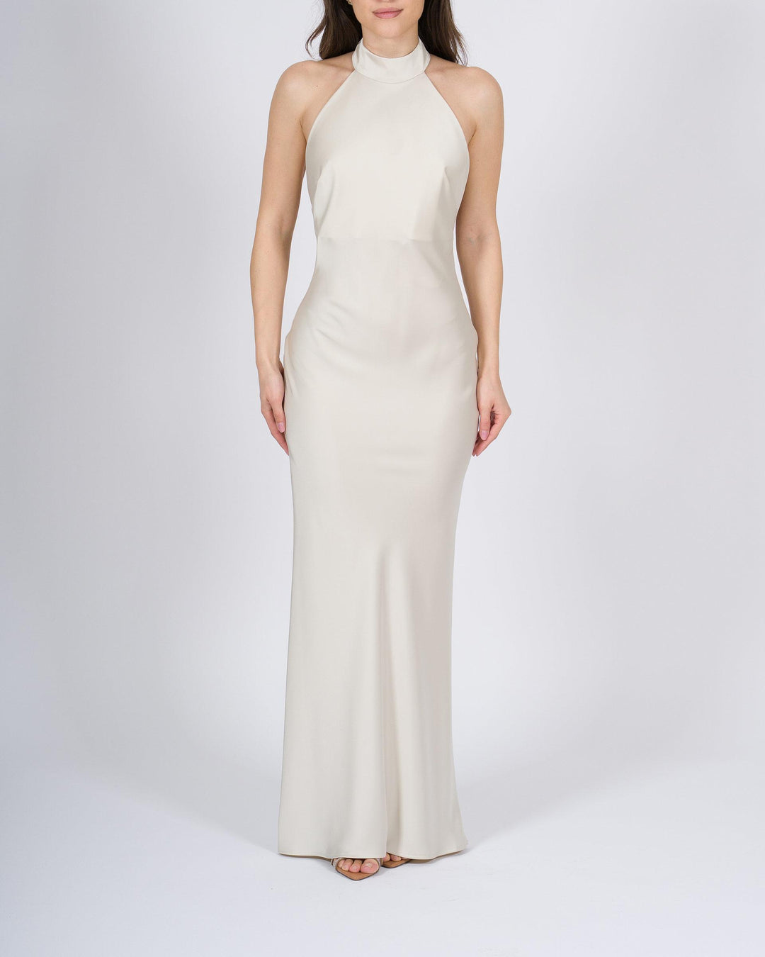 Abito in raso grigio perla Silence 