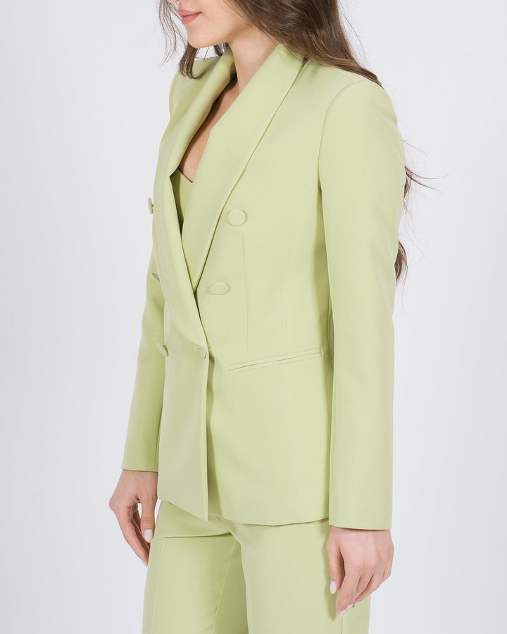 Blazer doppiopetto verde con collo a scialle 