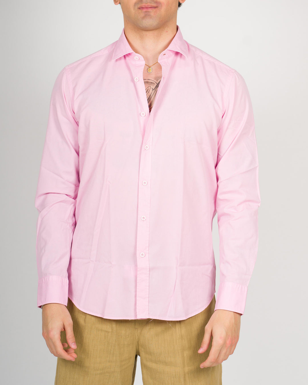 Camicia cotone unito rosa 