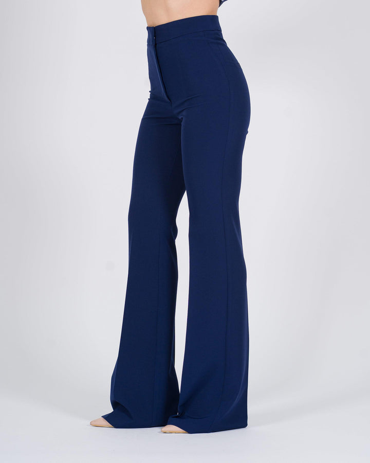 Pantalone ventre piatto a zampa blu 