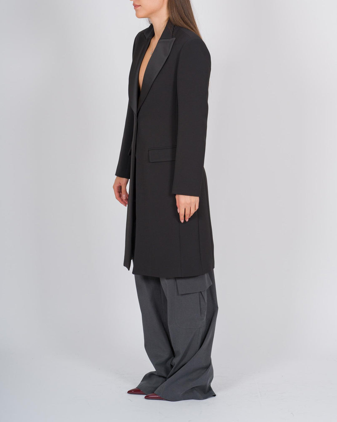 Cappotto lancia raso nero 