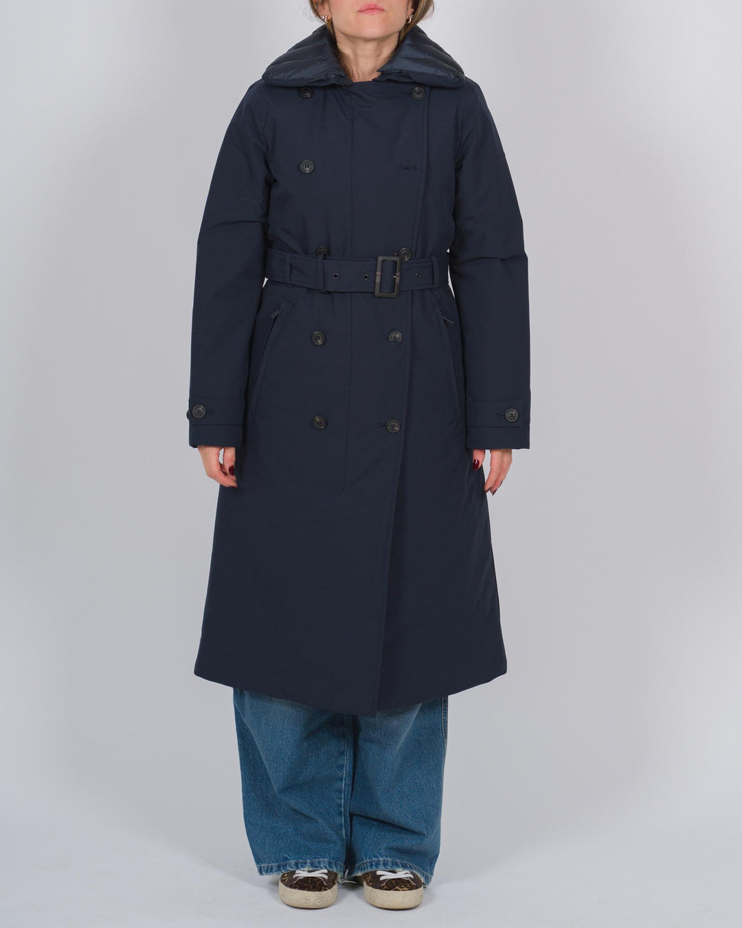 Trench Lungo Imbottito Idrorepellente blu 