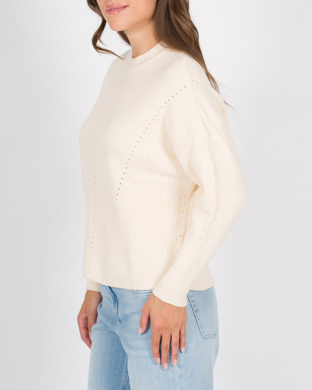 Maglia girocollo a costine blu 
