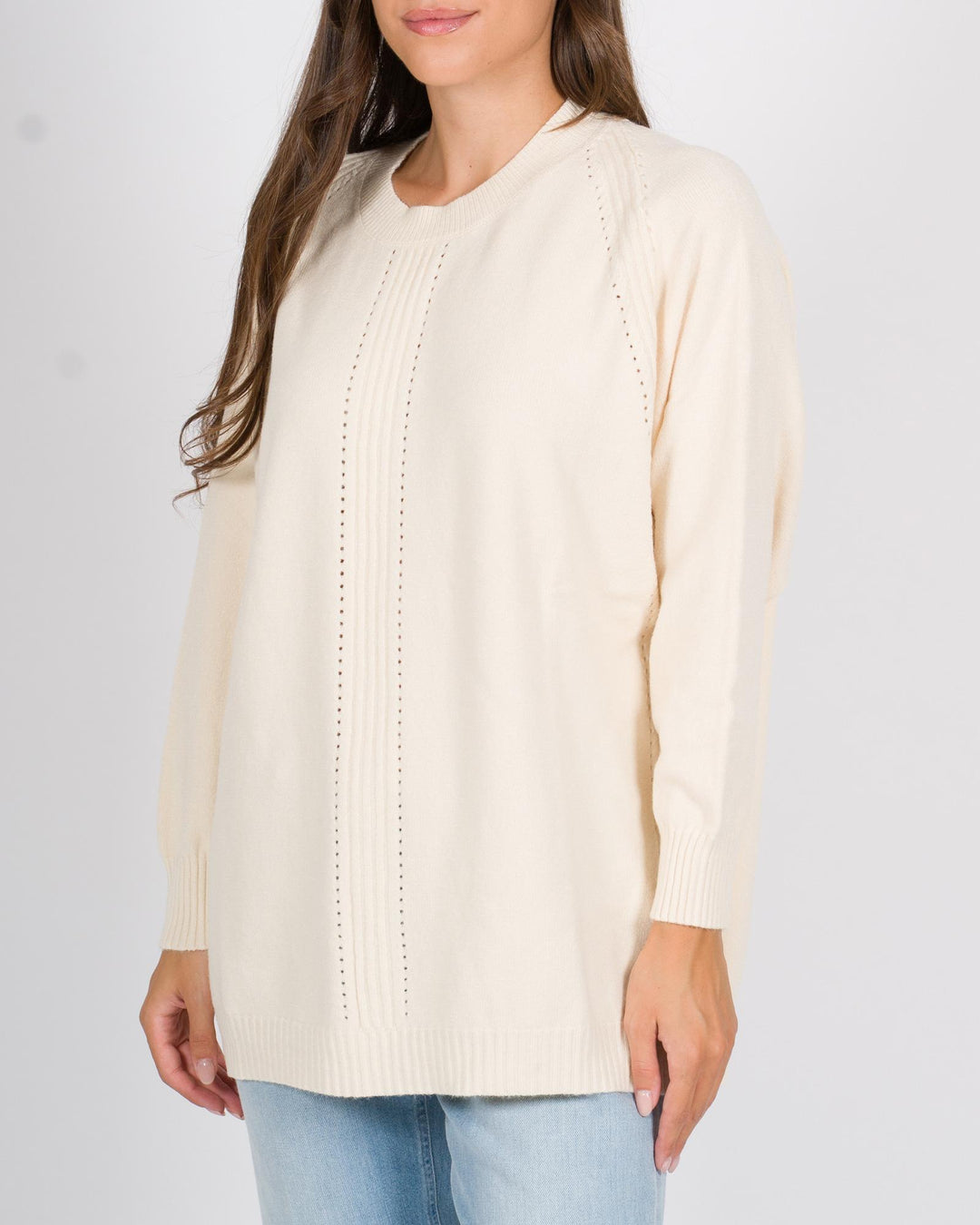 Maglia Over A coste Panna 