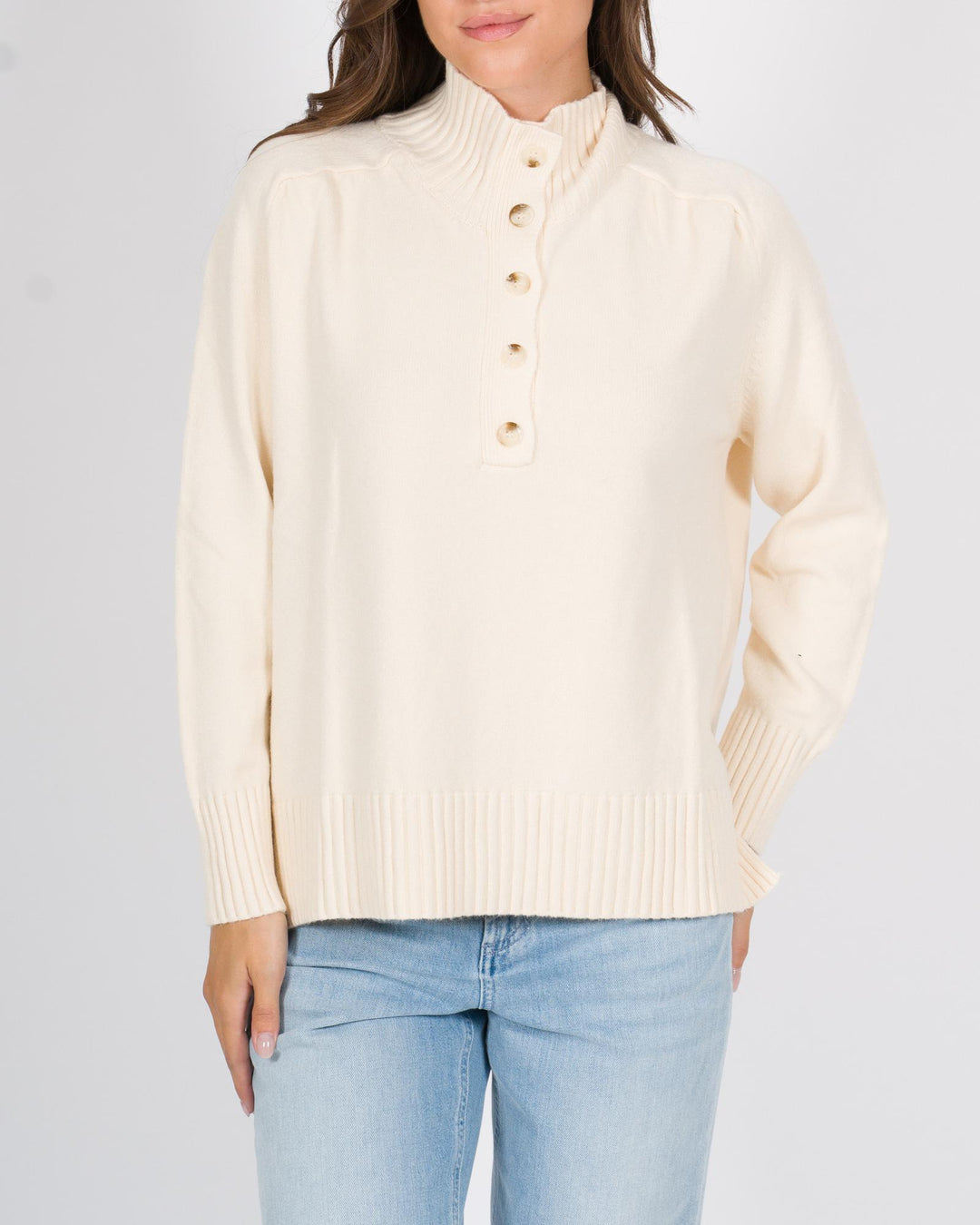 Maglia cinque bottoni panna 