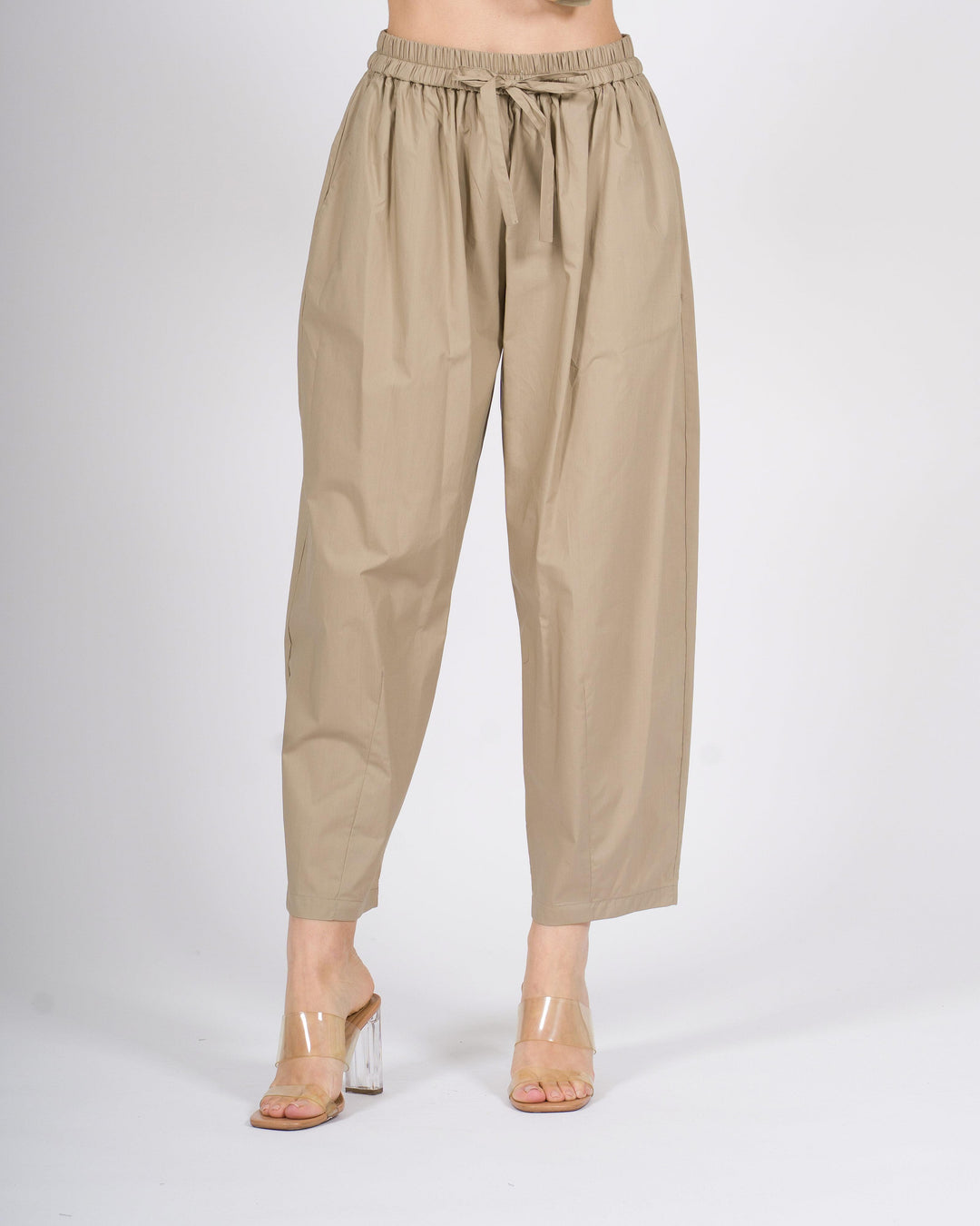 Pantalone meimeij beige ballon in popeline 100% cotone 