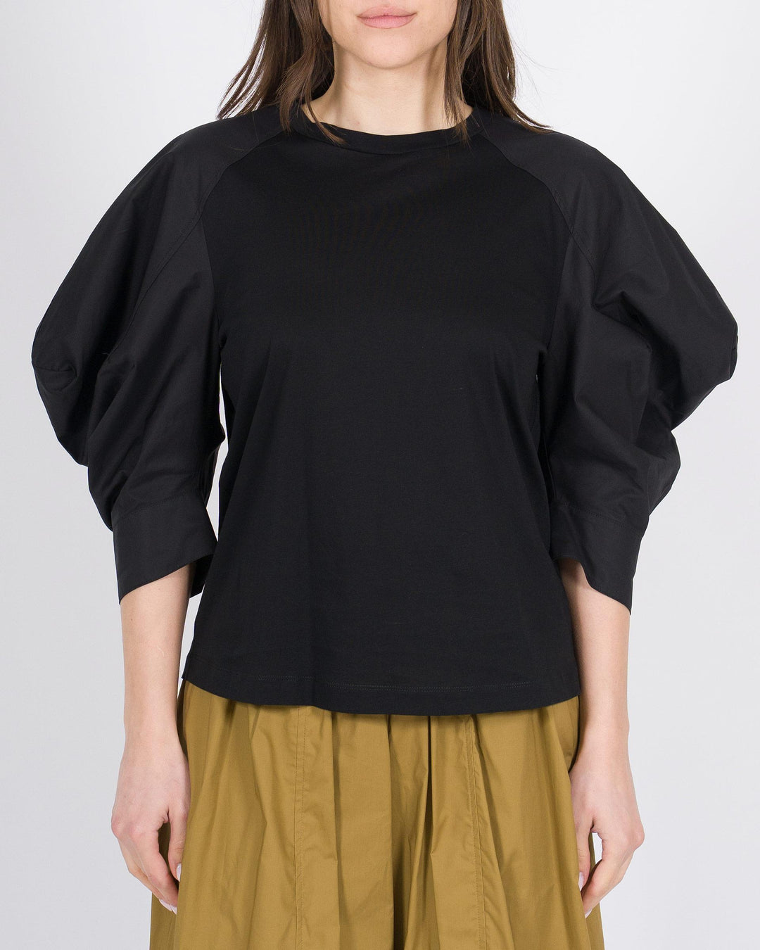 T-Shirt MEIMEJ Cotone con Maniche a Sbuffo nera 