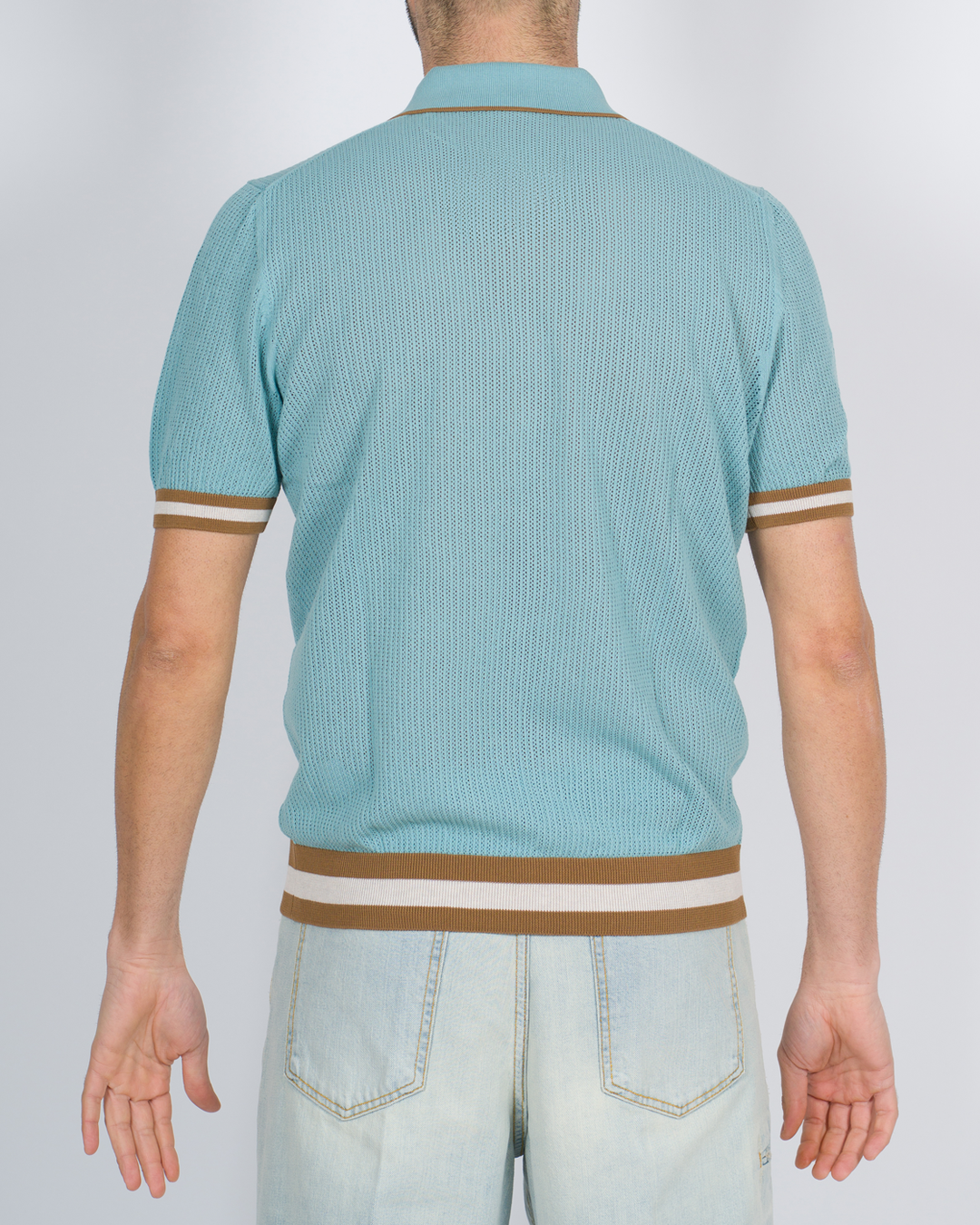 Polo cardigan traforata verde acqua 