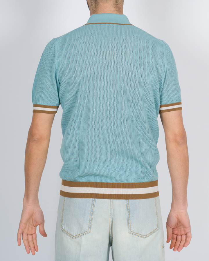 Polo cardigan traforata verde acqua 