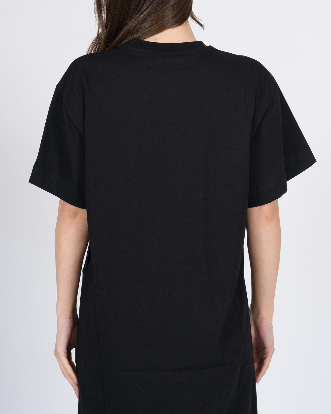T-Shirt nera Meimeij in Cotone con Taglio Asimmetrico 
