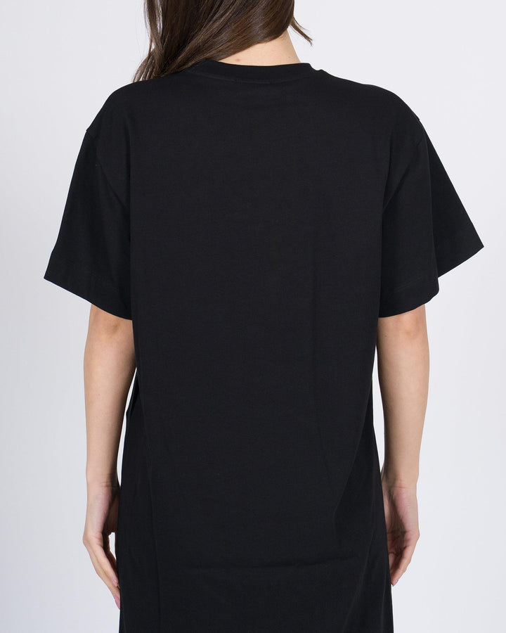 T-Shirt nera Meimeij in Cotone con Taglio Asimmetrico 