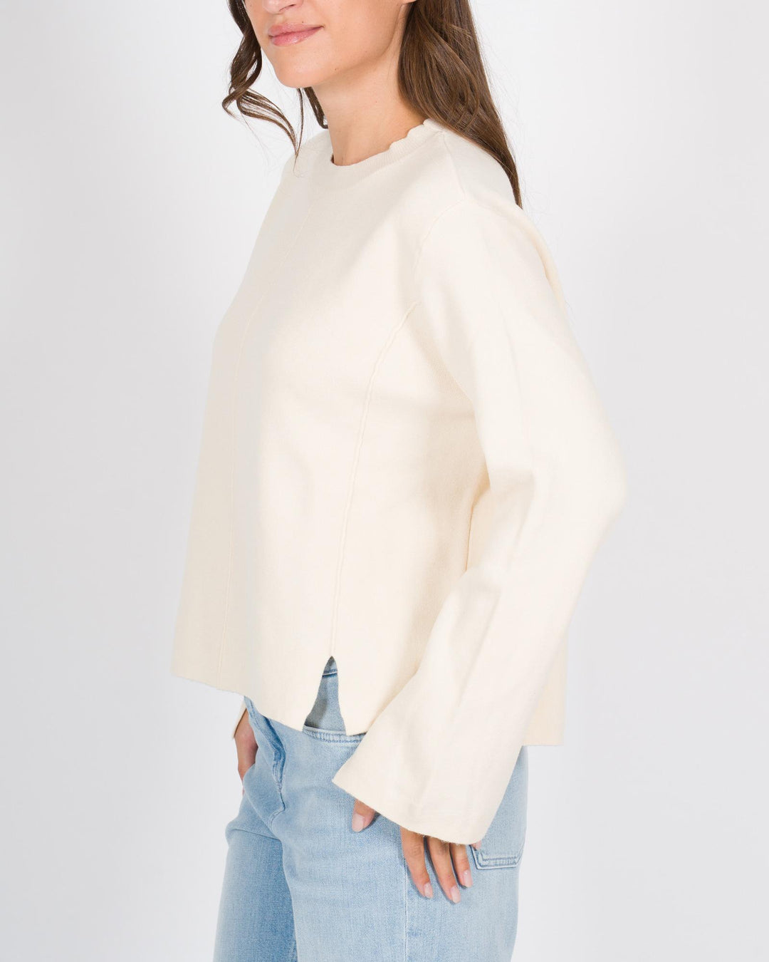 Maglia tagli polsi panna 