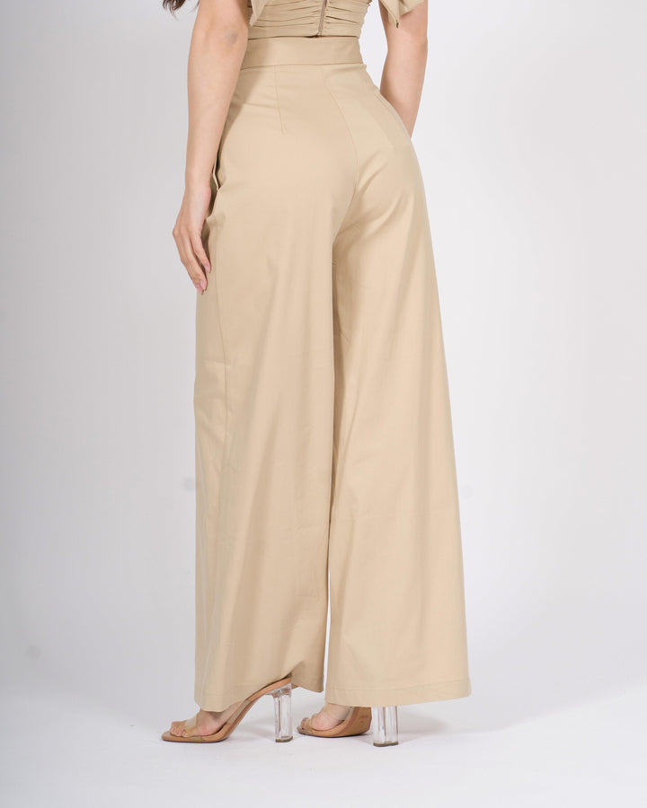 Pantaloni Silence Palazzo in Cotone Beige 