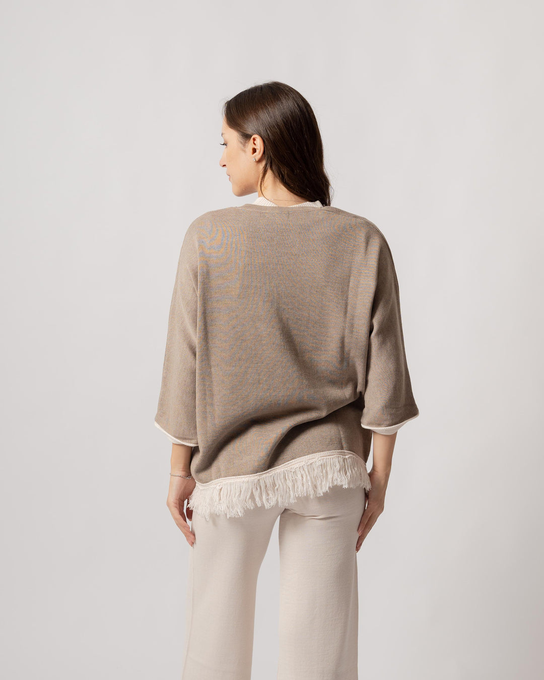 Giacca frange beige 