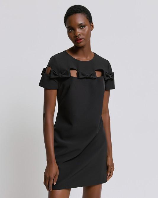 Abito Cort con Fiocchi Nero 