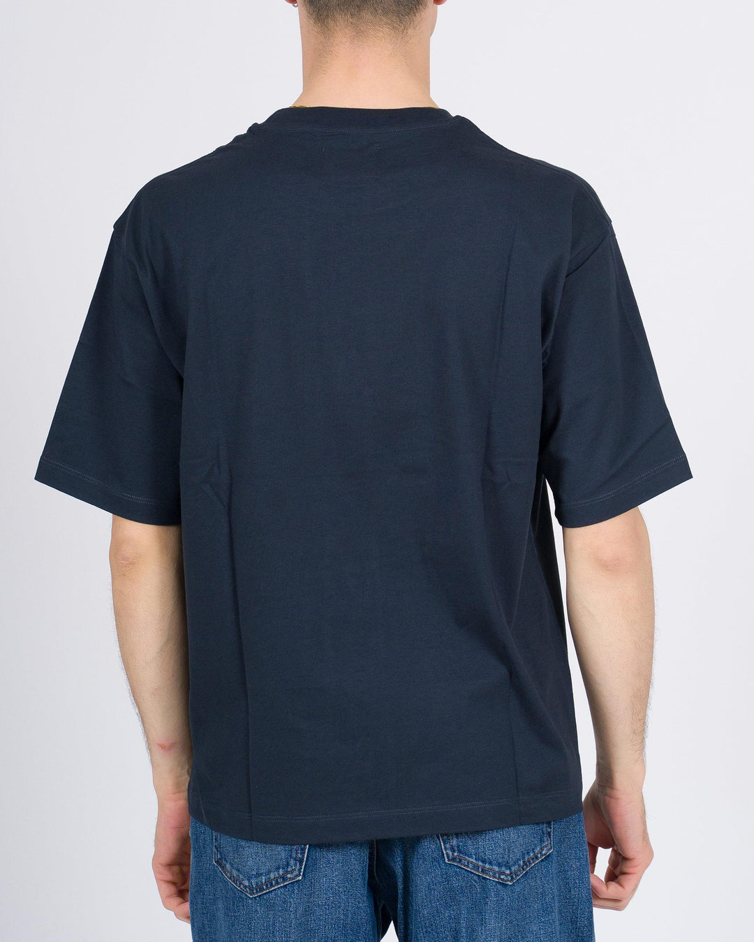 T-shirt Firenze in cotone blu cropped 