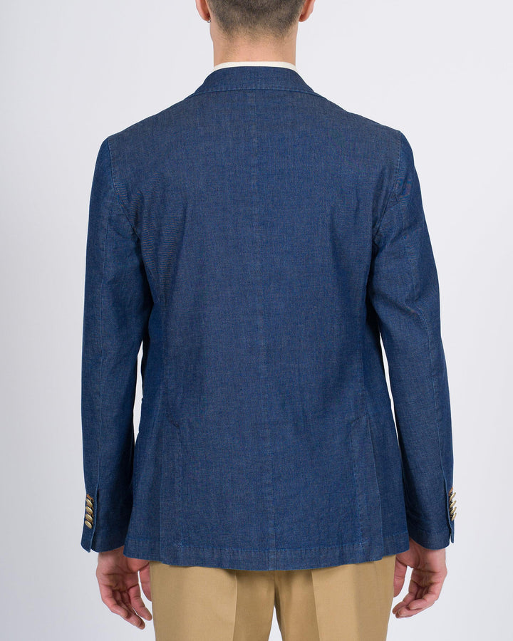 Giacca doppio petto in denim blu 