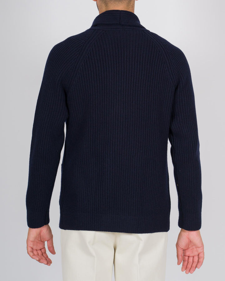 Giacca cardigan doppiopetto a coste blu 