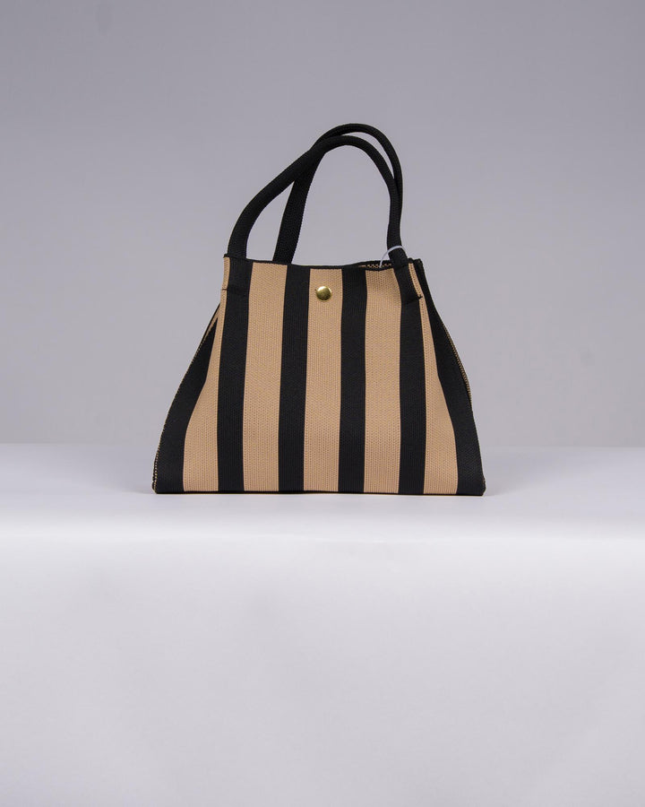 Borsa Rigata Beige e Nero da Donna 