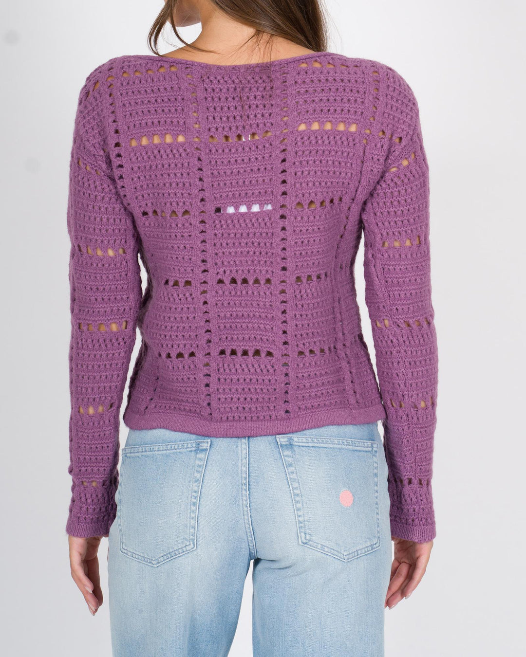 Maglia cropped traforata melanzana 