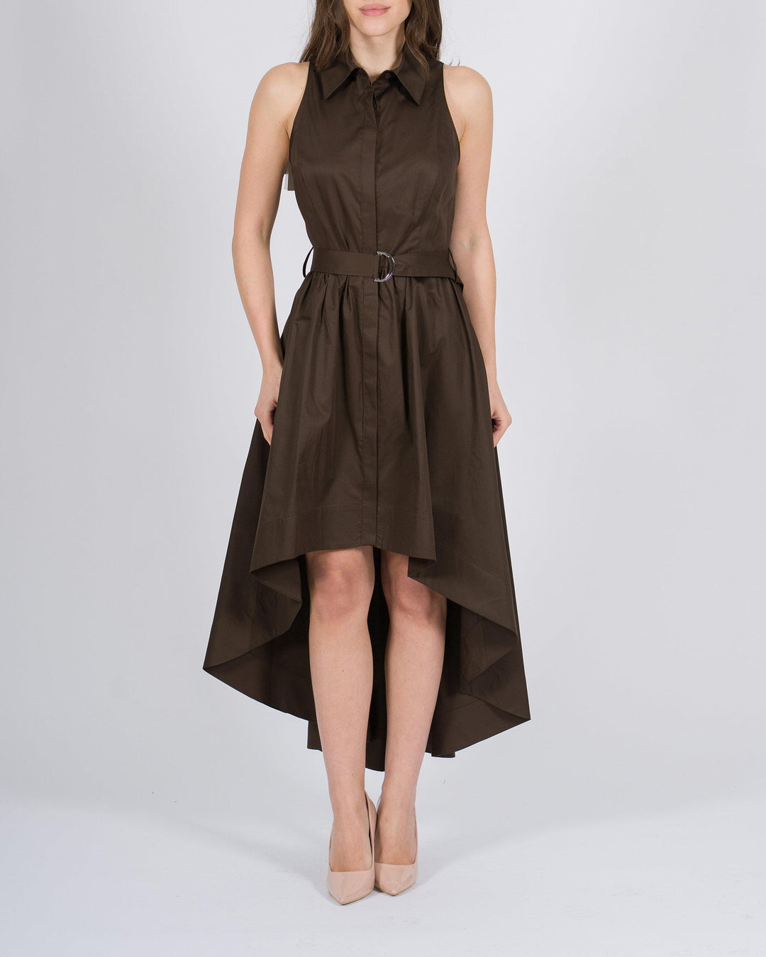 Camicia-abito asimmetrico cioccolato 