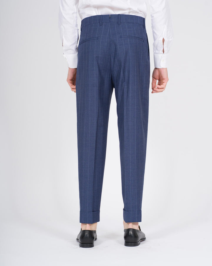 Pantalone Chiaia Gessato Indaco 