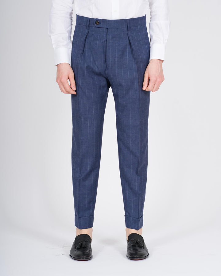 Pantalone Chiaia Gessato Indaco 