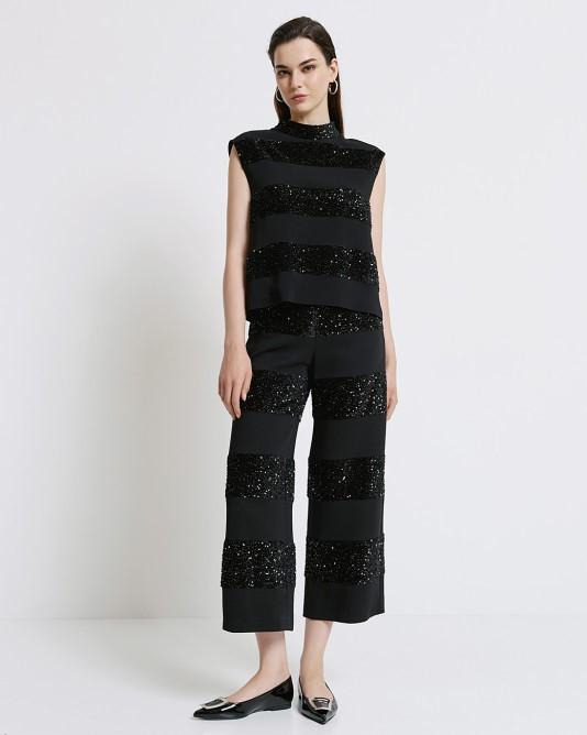 Pantaloni pailletes nero 