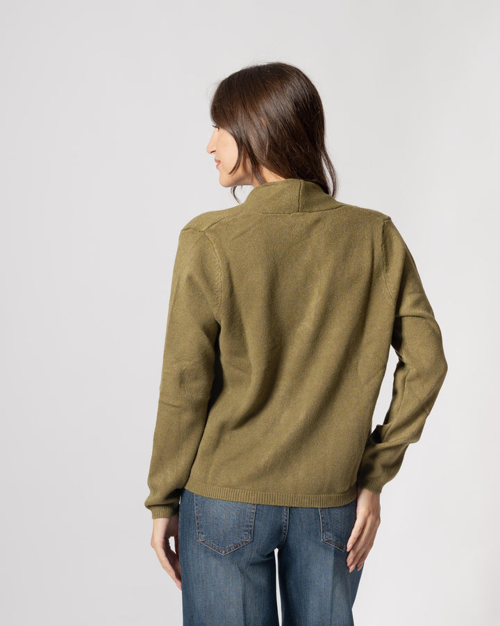 cardigan frange verde oliva 