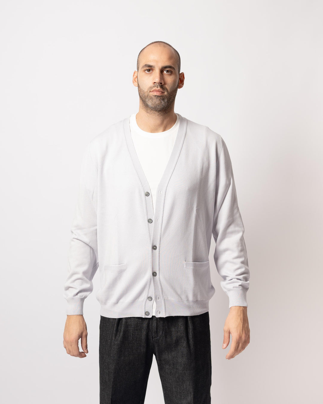 Cardigan Bottoni e tasche Ghiaccio 