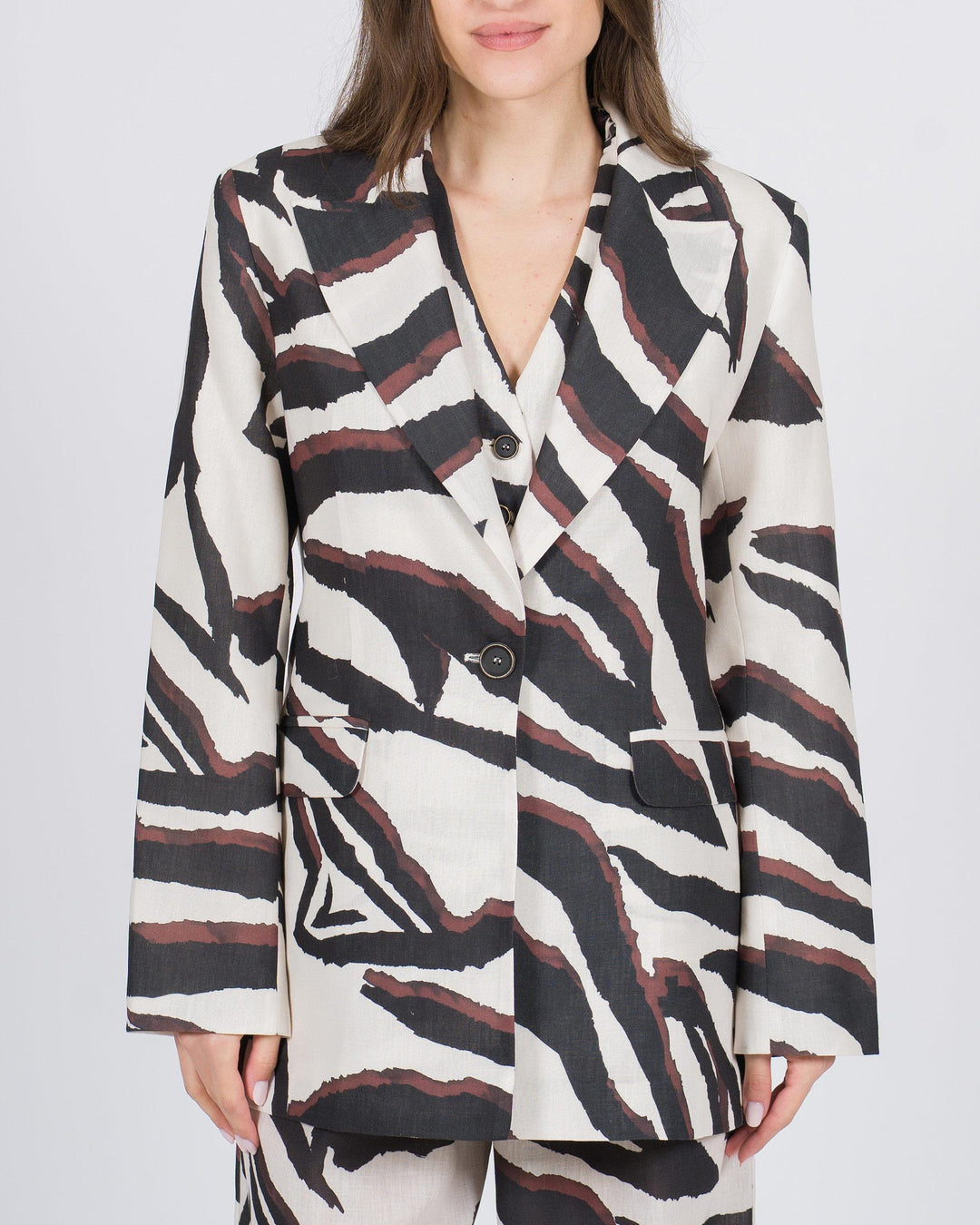 Blazer stampato animalier nero 