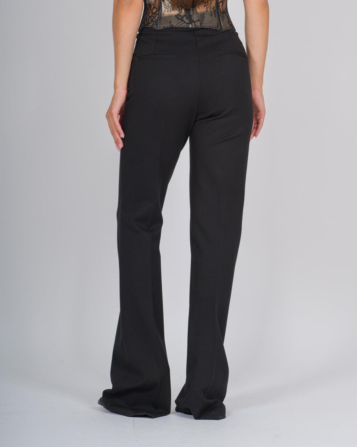 Pantalone vita alta in crepe nero 